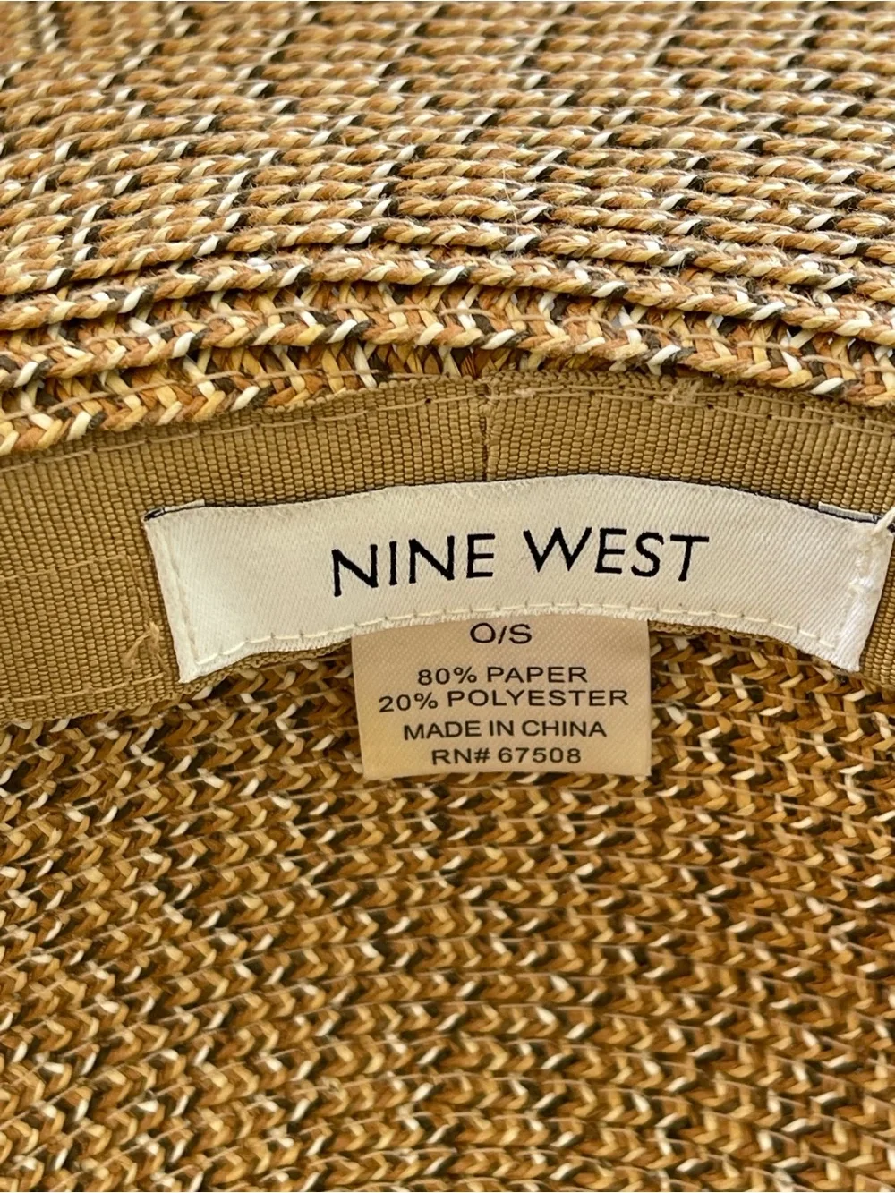 Nine West Packable Wide Brim Straw Sun Hat - Tan
